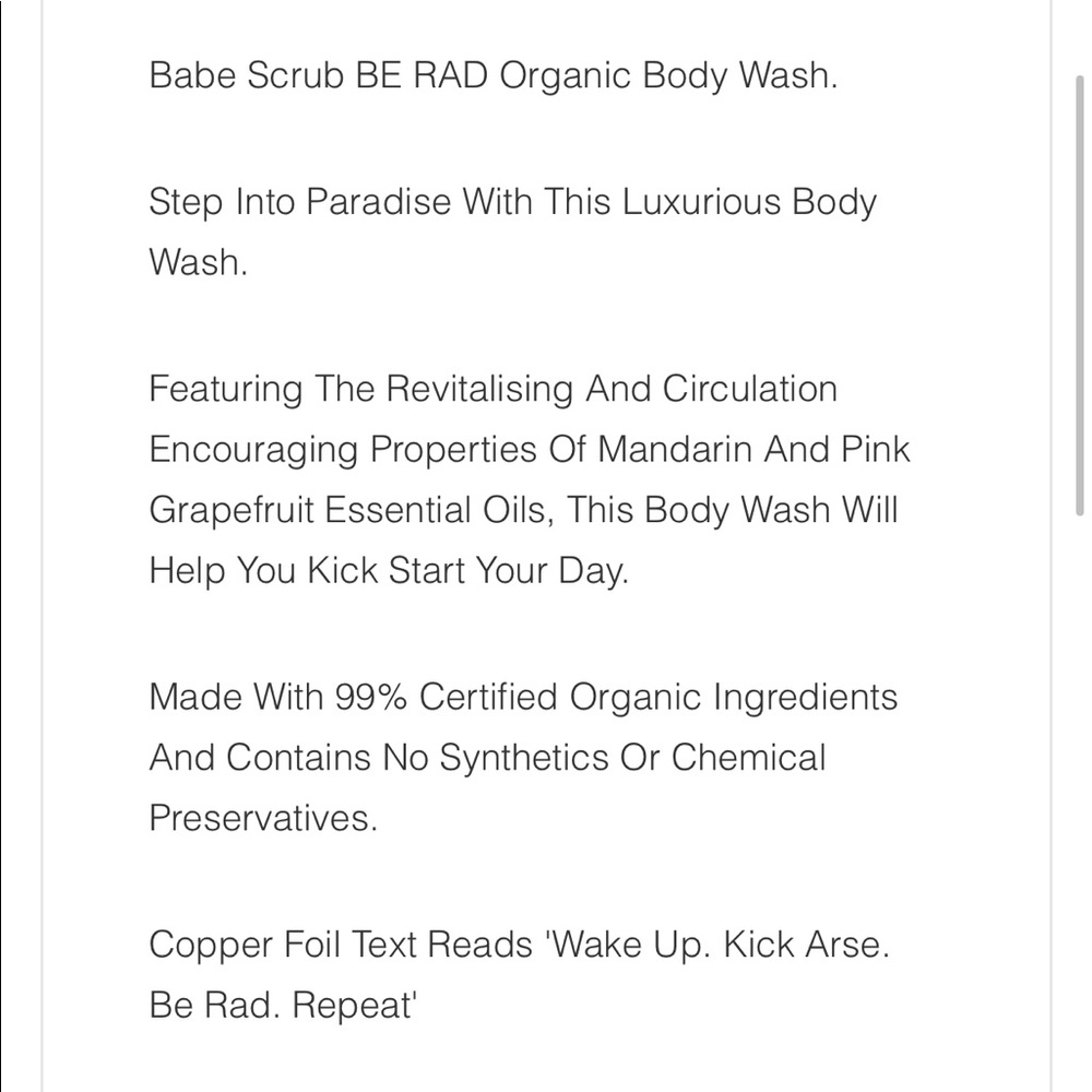 🆕NWT Babe Australia Organic “Be Rad” Body Wash - Picture 6 of 6